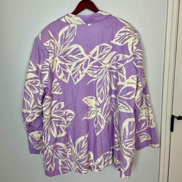 NEW Eloquii Linen Blend Floral Purple Jacket Blazer Workwear Women's Size 28 - Picture 7 of 10
